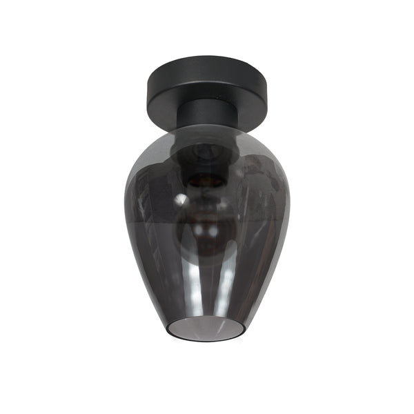 Plafonnier Bloeba 4372ZW avec abat-jour en verre fumé en forme de goutte Ø15 cm