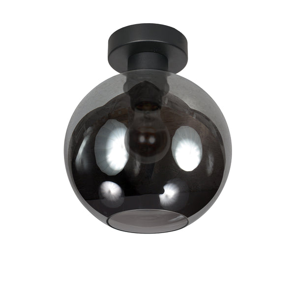 Plafonnier Bloeba 4374ZW avec abat-jour en verre fumé Ø20 cm