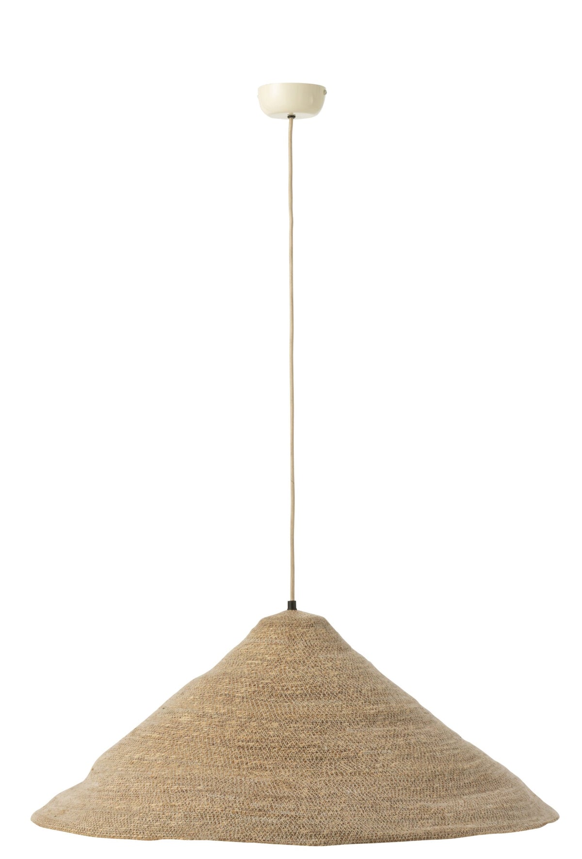 Suspension chapeau Moonj en jonc clair naturel, grand modèle