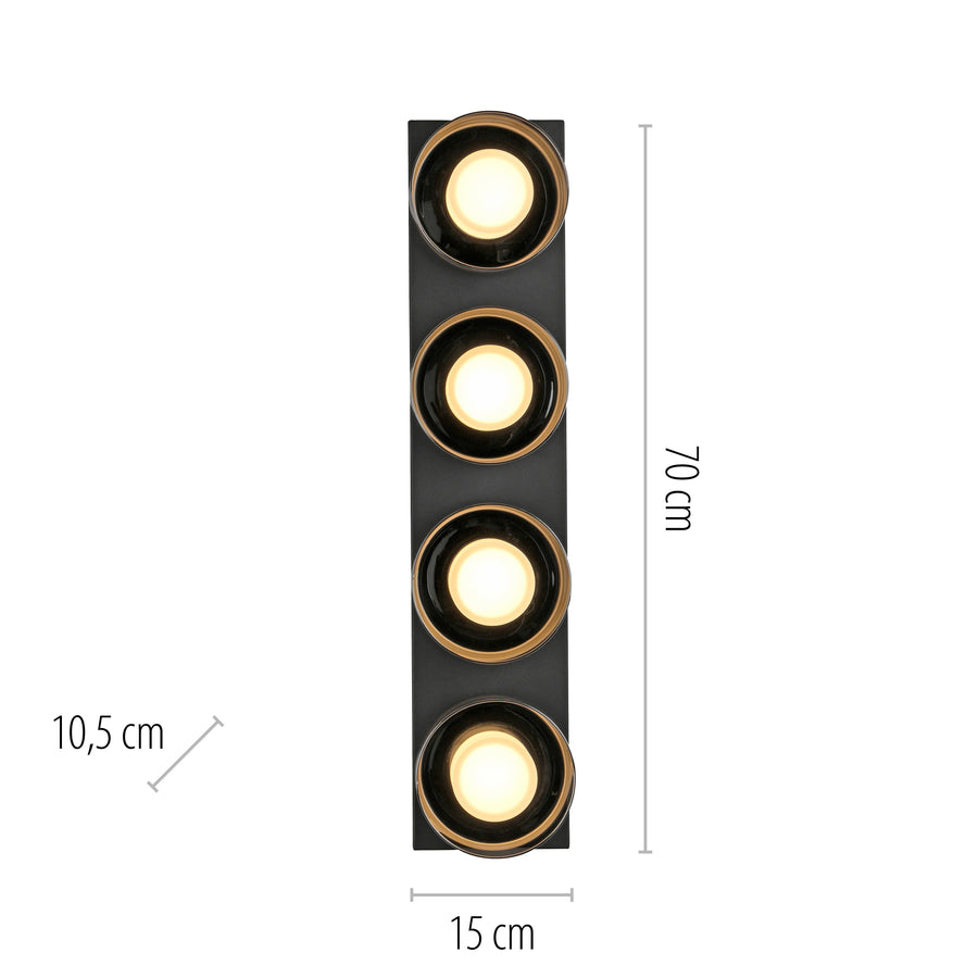 Plafonnier Rika noir, P 70 cm
