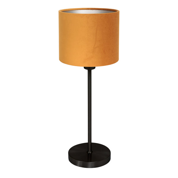 Lampe de table Noor 4424ZW – en acier noir avec abat-jour en velours doré