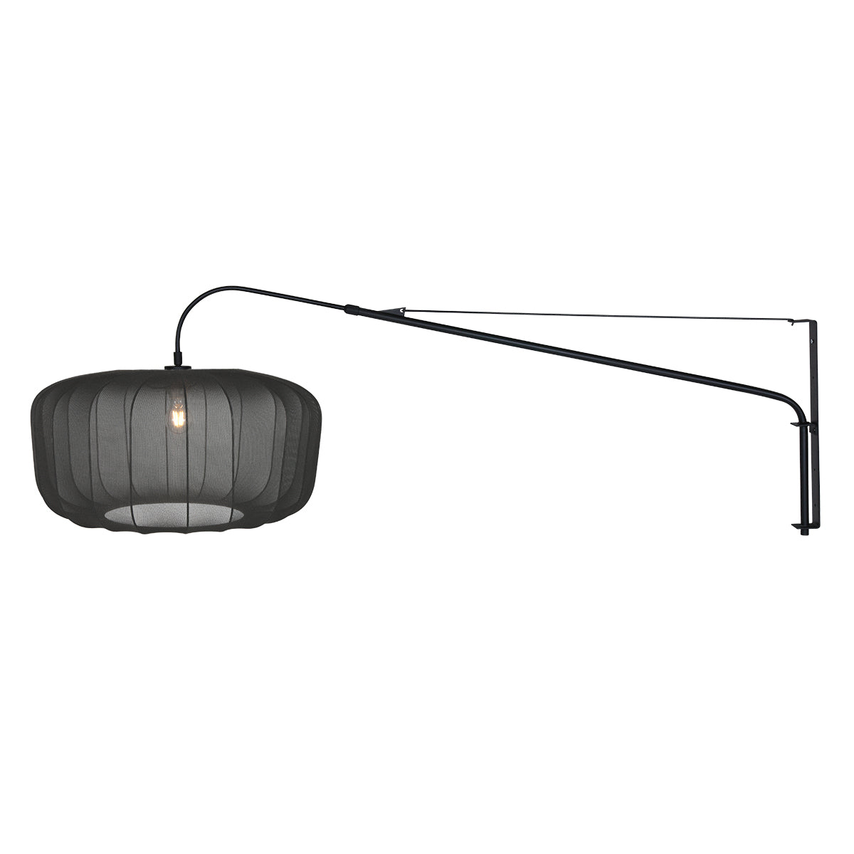 Applique murale à bras articulé noir Sparkled, abat-jour voile noir – vue complète – Designix.fr
