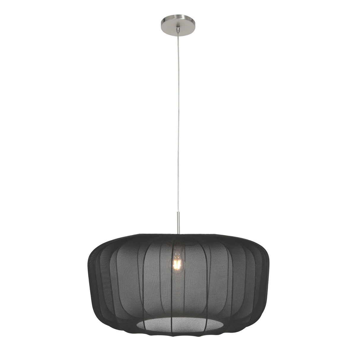 Suspension abat-jour noir voile Nébra – vue 3 – Designix.fr
