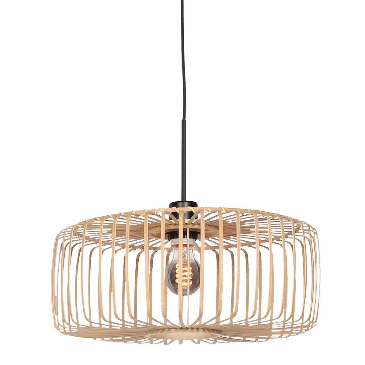 Suspension Sparkled Light 4474ZW – noire avec abat-jour en bambou Ø40 cm