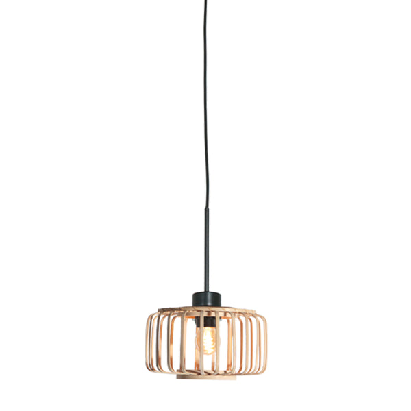 Suspension Sparkled Light 4475ZW – noire avec abat-jour en bambou Ø20 cm