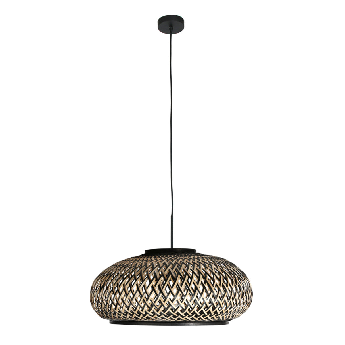 Suspension Sparkled Light 4476ZW – bambou tressé en noir et naturel