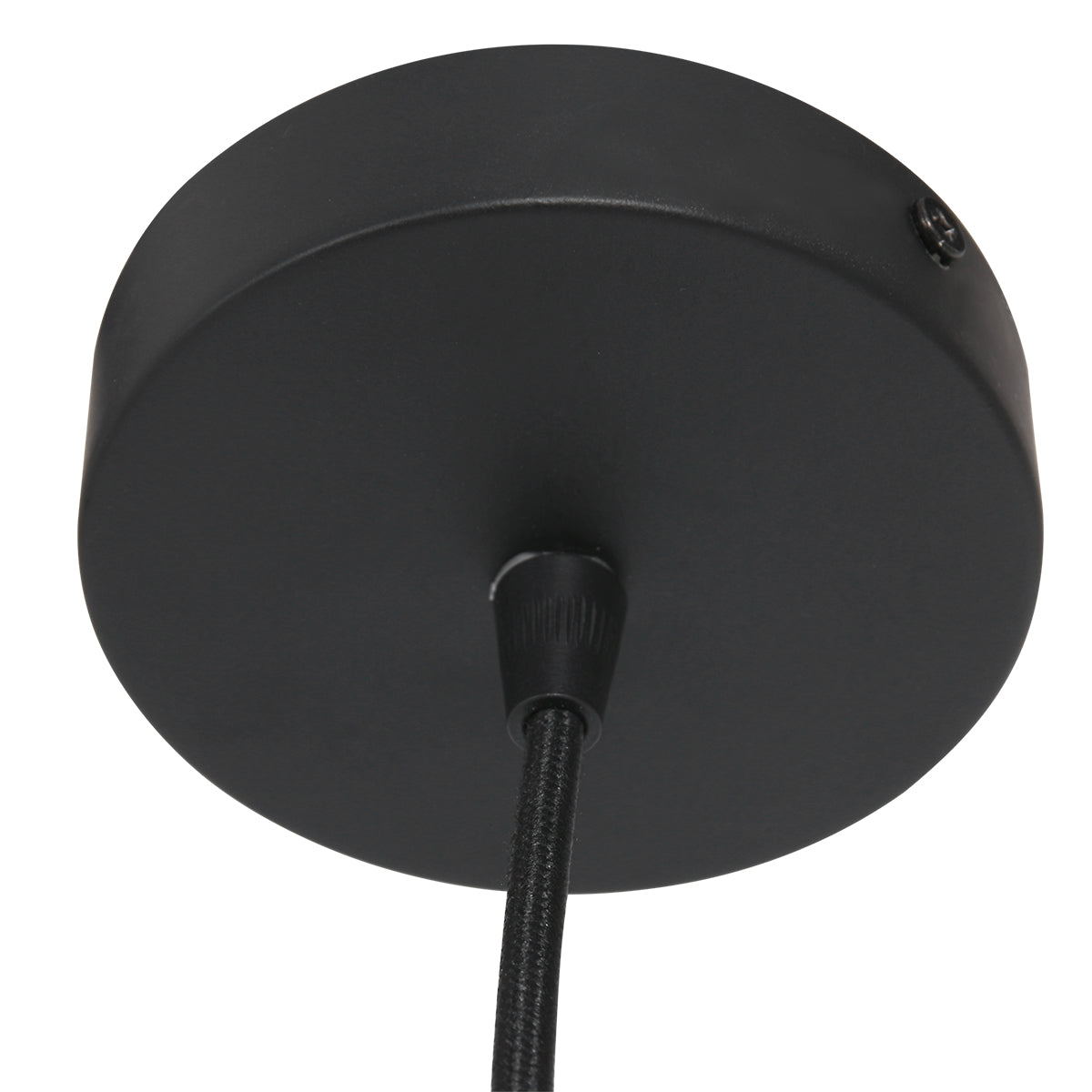 Rosace de plafond noire de la suspension corde tressée