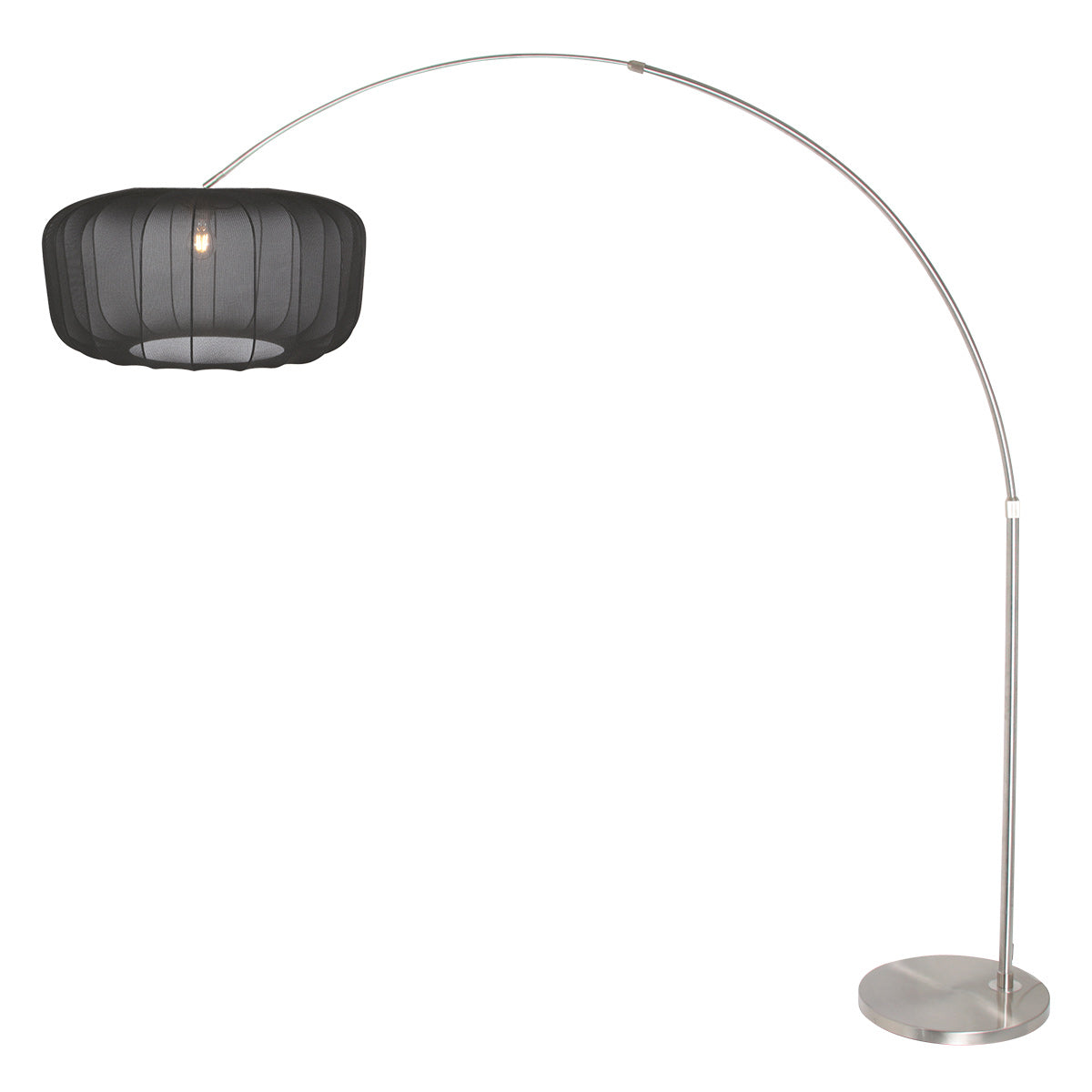 Lampadaire arc réglable Stévia, abat-jour voile noir – vue 3 – Designix.fr