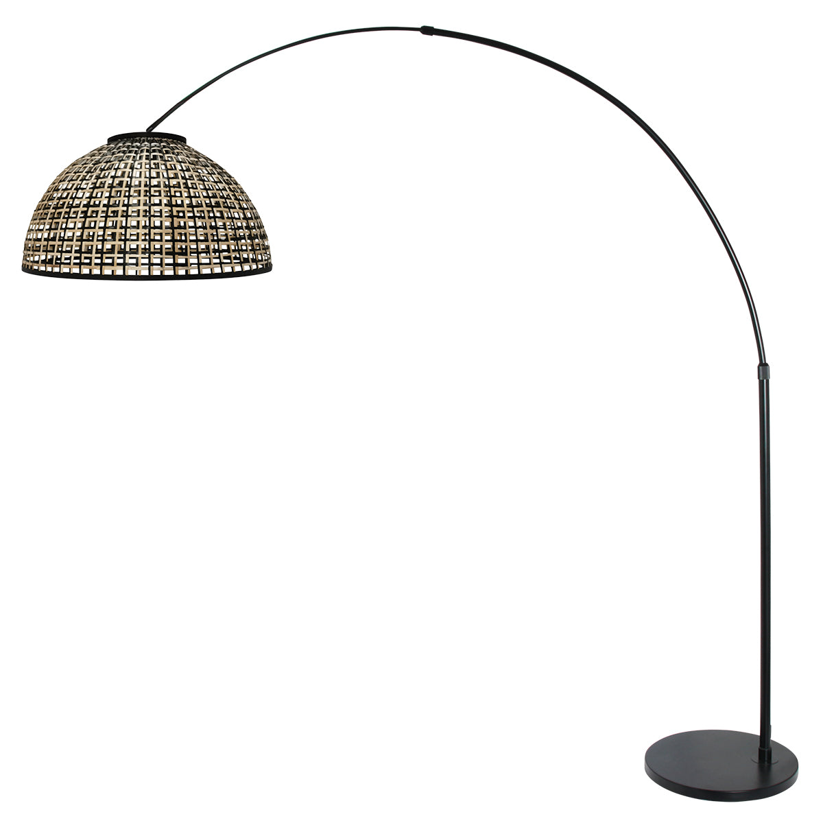 Lampadaire arc osier abat-jour dôme tressé Ø60 cm