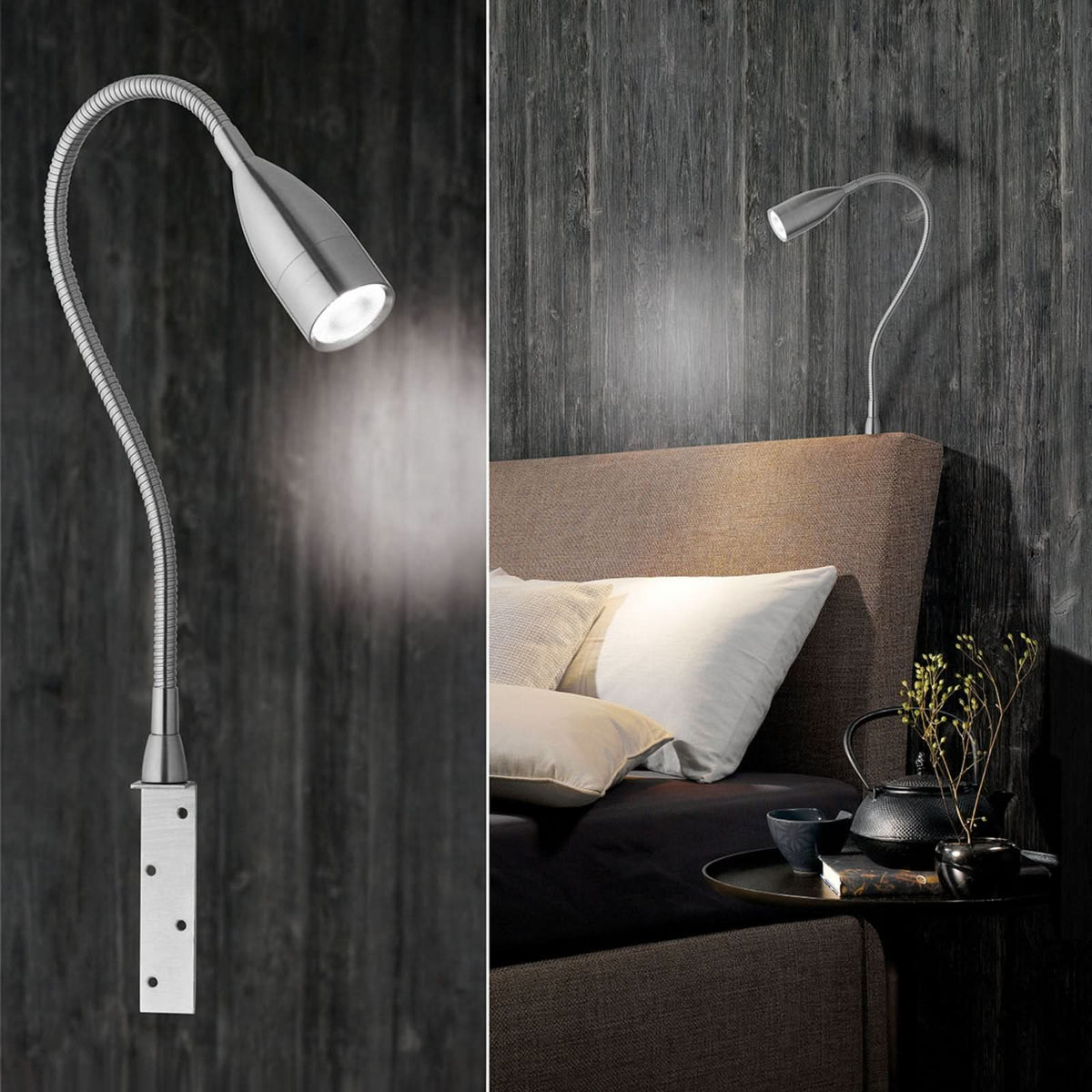 Applique murale LED Sten en métal, nickel mat, hauteur 48 cm