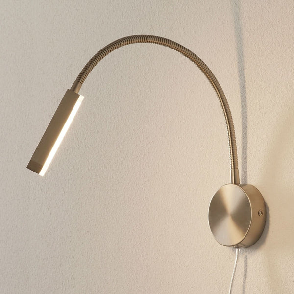 Applique murale LED Raik en métal, nickel mat et albâtre, hauteur 59 cm