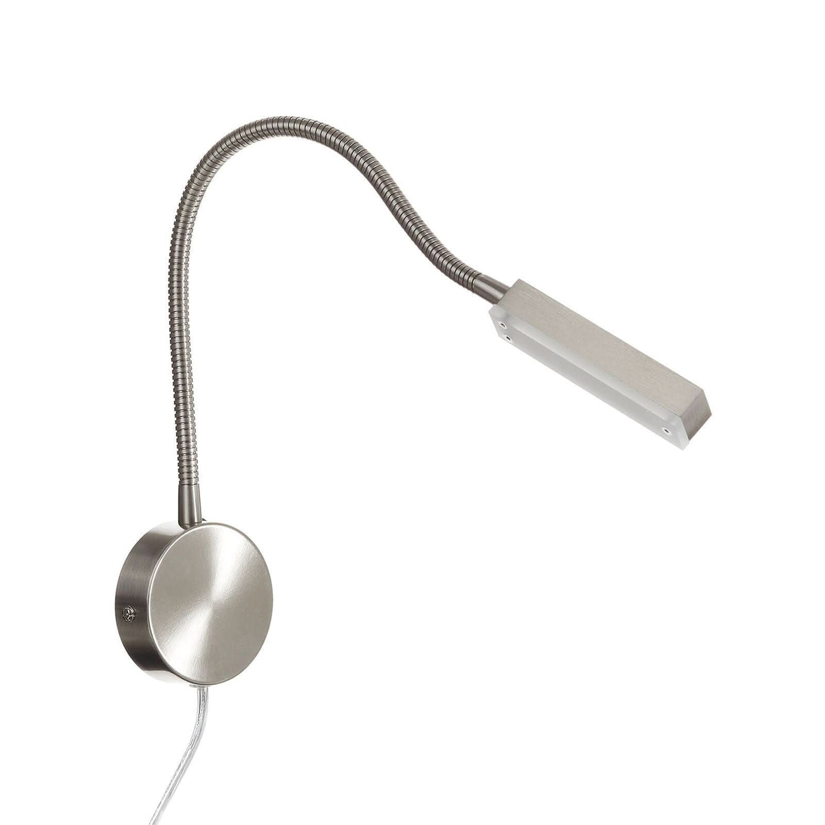 Applique murale LED Raik en métal, nickel mat et albâtre, hauteur 59 cm