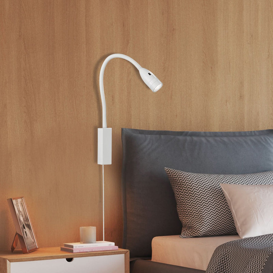 Applique murale LED Sten en métal, blanc mat, hauteur 61 cm