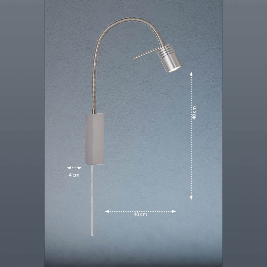 Applique murale LED River en métal, nickel mat