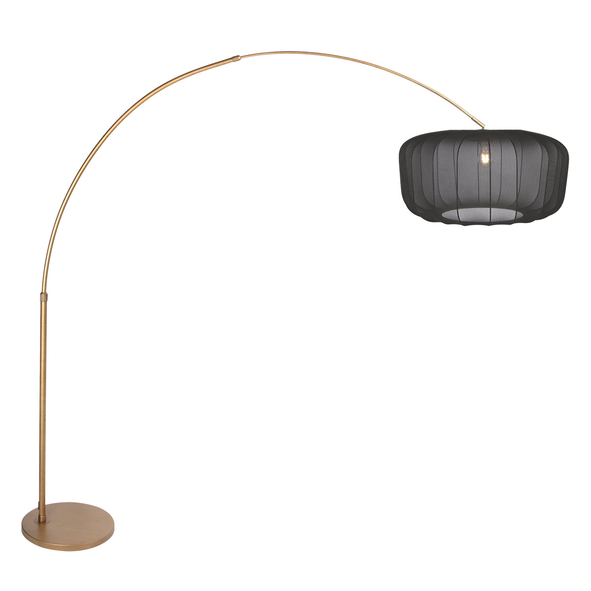 Lampadaire arc doré Arvik, abat-jour voile noir – vue 2 – Designix.fr