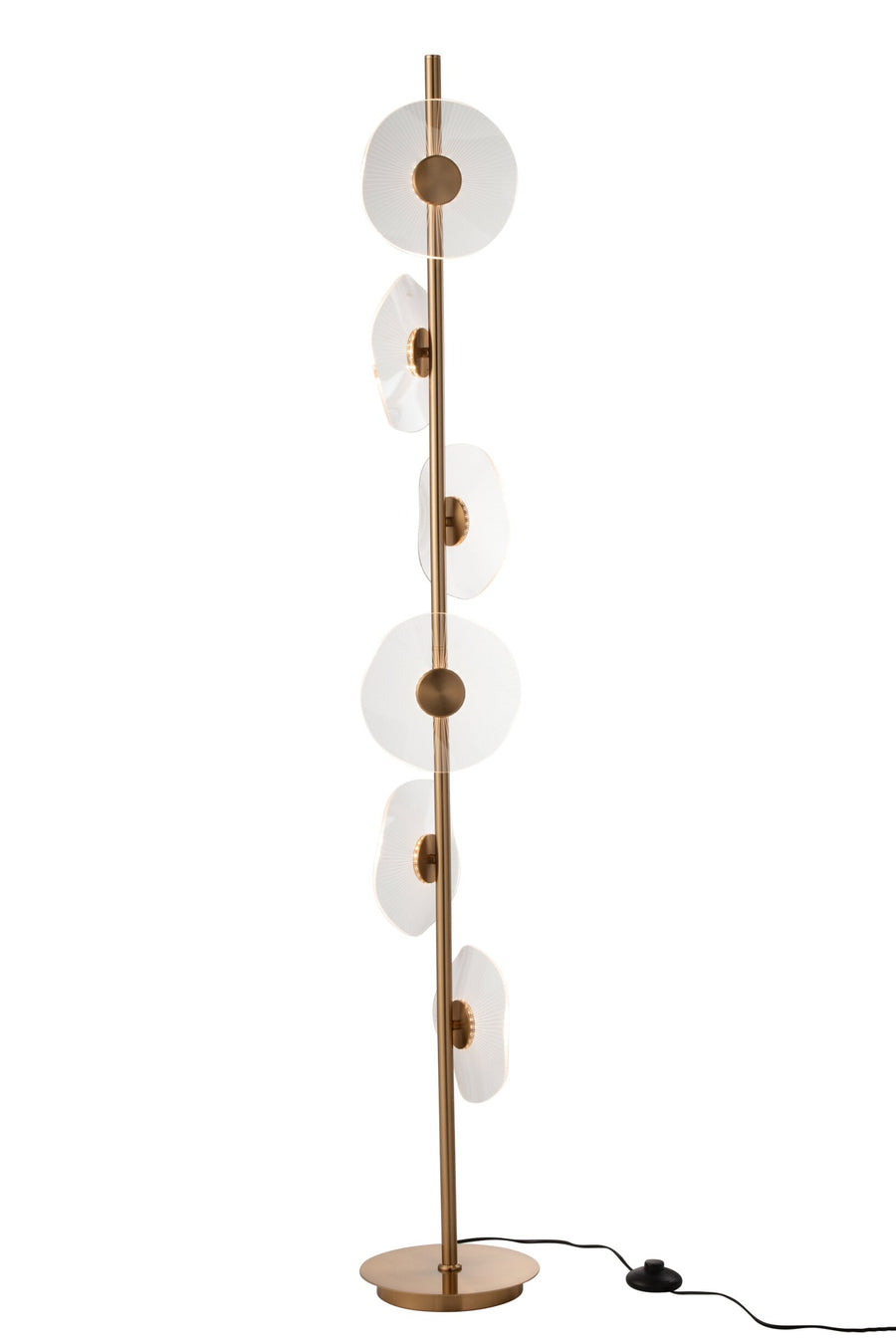 Lampadaire LED fleurs en fer doré