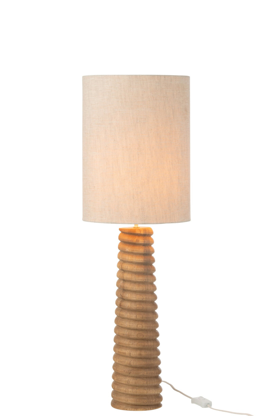 Lampe à poser Filetage en bois d'ailante naturel et gris