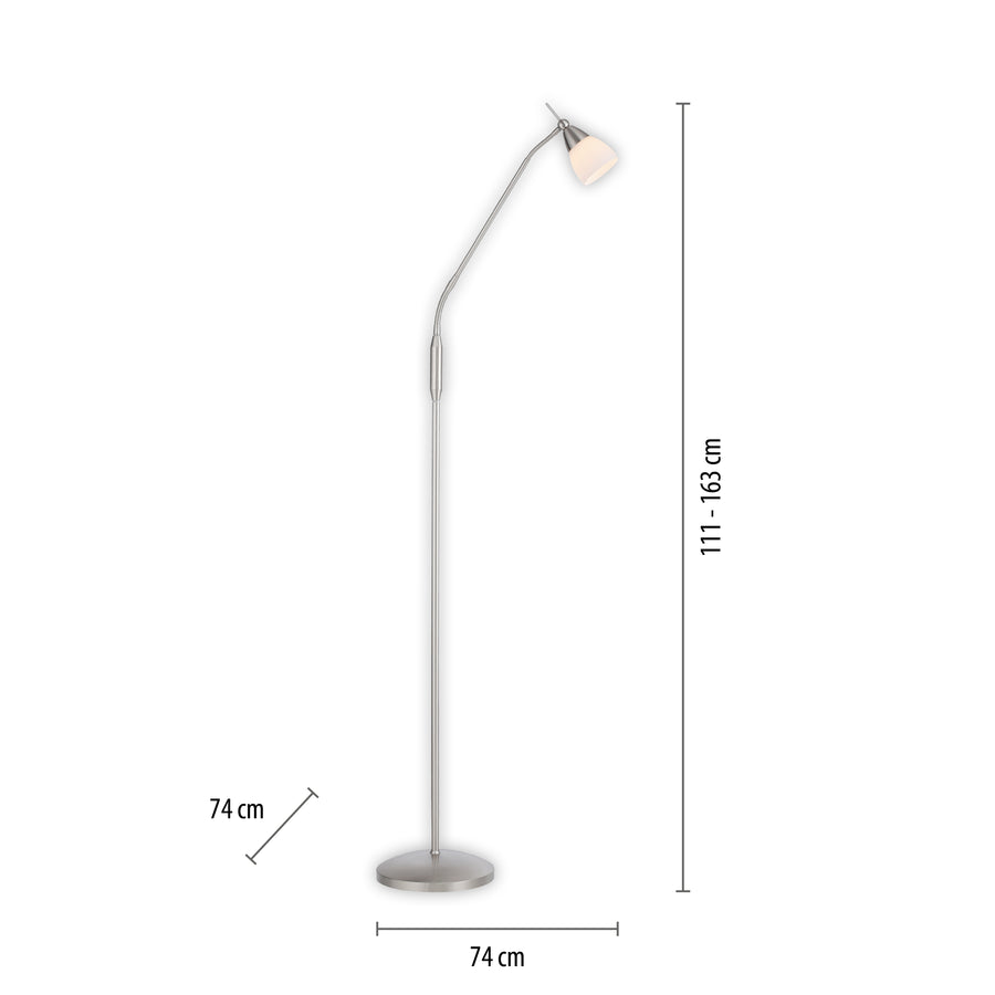 Lampadaire Pino argenté, verre