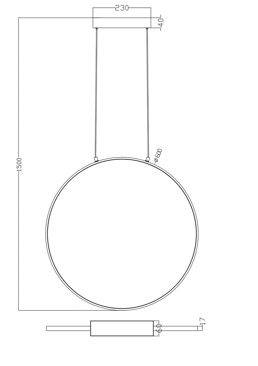 Suspension Rascal noire, H 60 cm