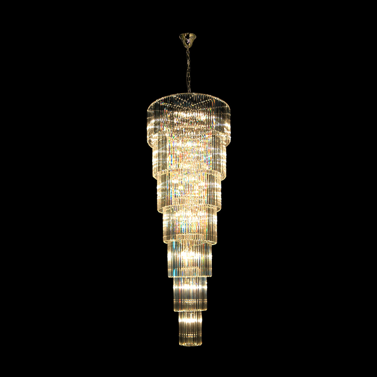 Suspension Luxe dorée, verre, L 100 cm