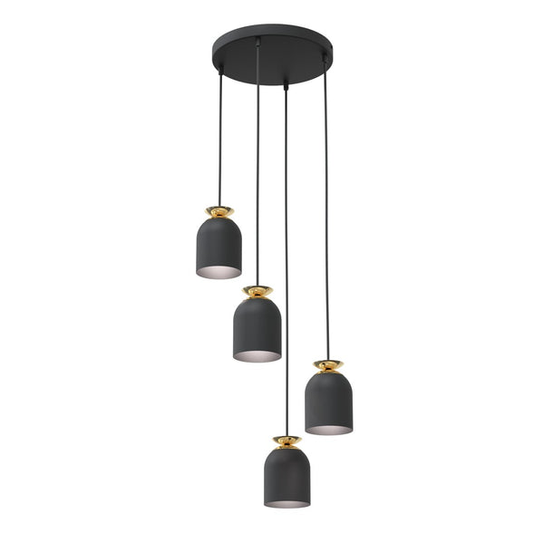Suspension Cible 4 lumières noire