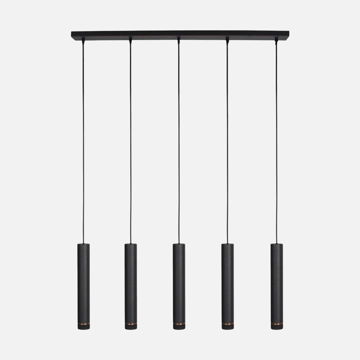 Suspension 5 spots GU10 noire, hauteurs réglables 45-150 cm
