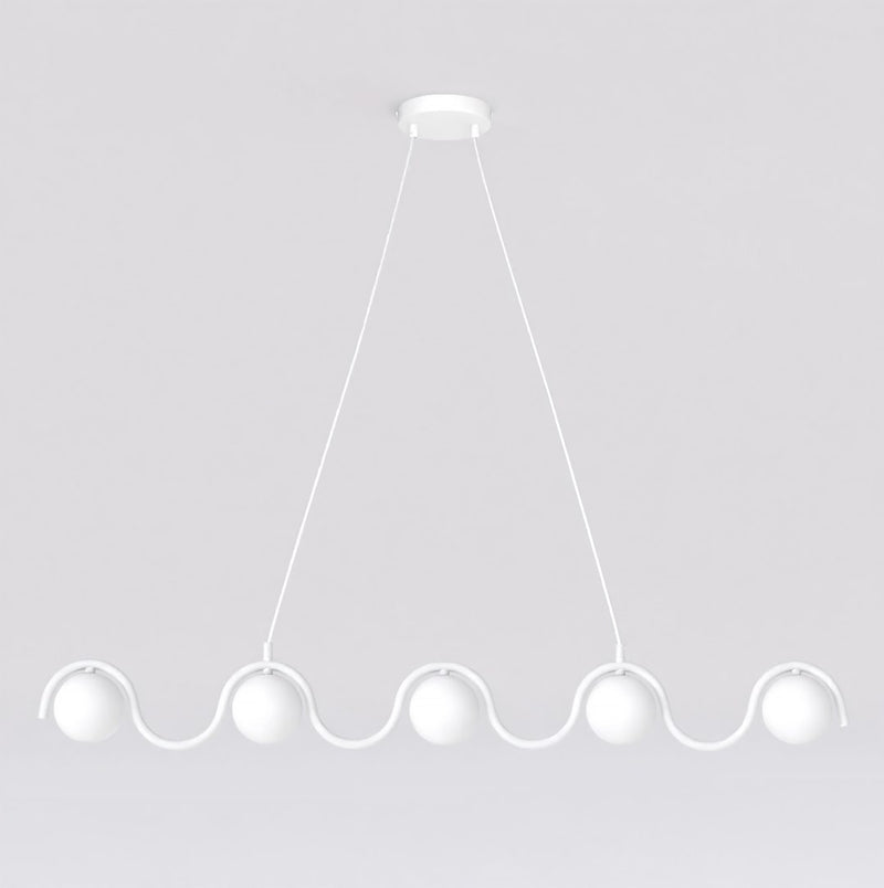 Lustre Sinus 5 lumières blanc, verre opale