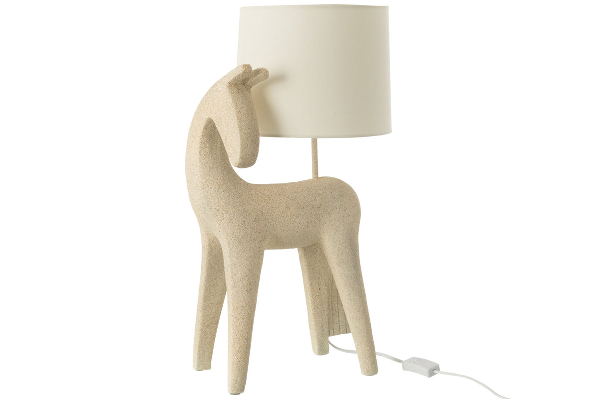 Lampe à poser cheval en résine beige