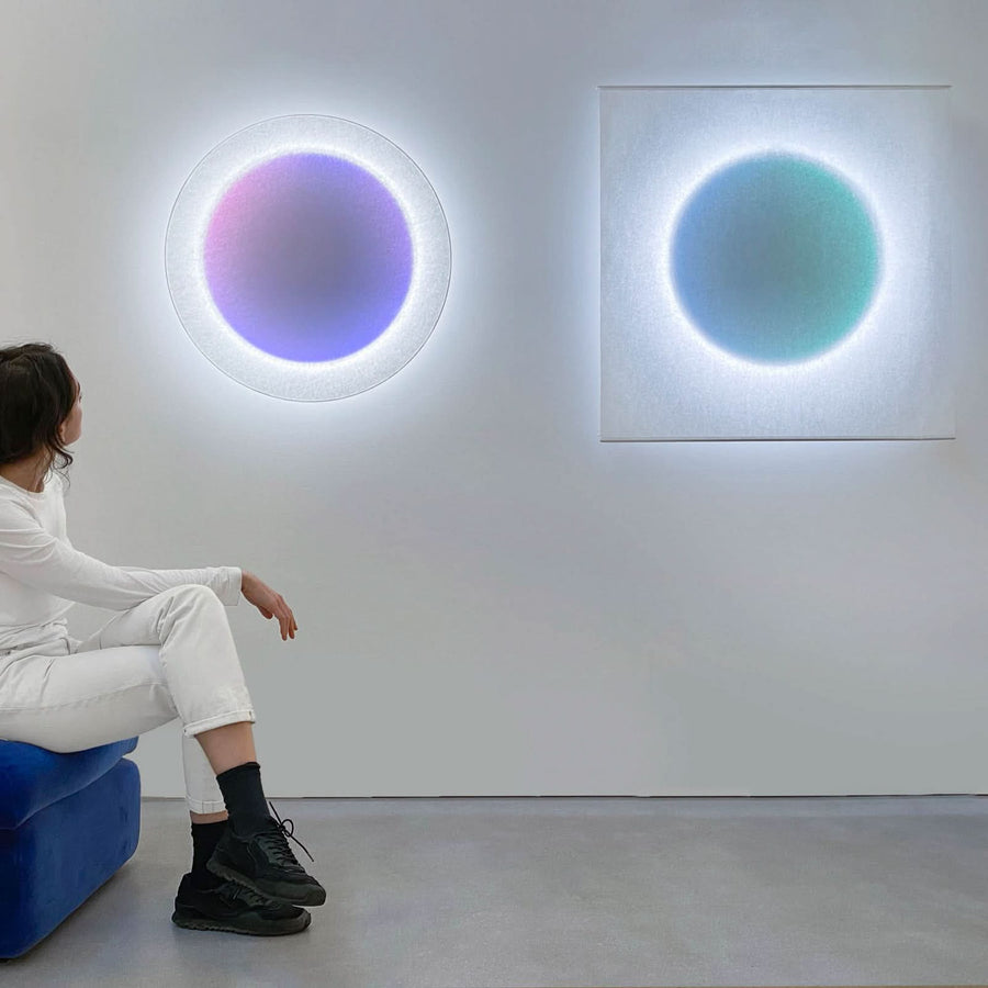 Applique murale LED Moodmoon en papier, blanc, Ø 60 cm