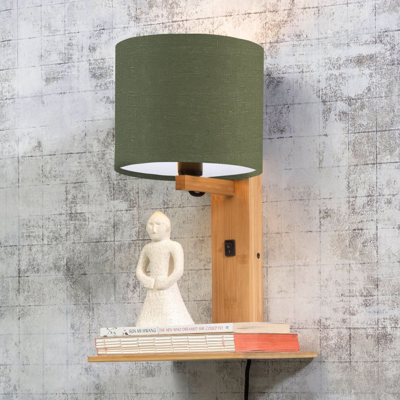 Applique murale Andes en bambou, crème et vert, hauteur 36 cm