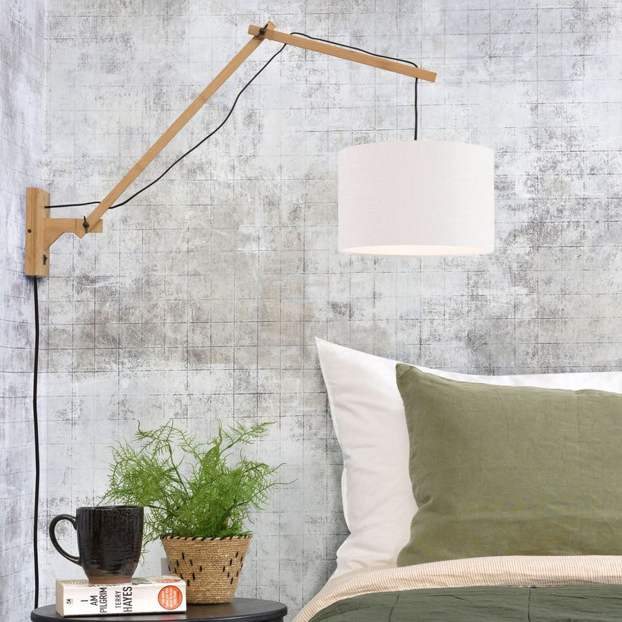Applique murale Andes en bambou, crème et blanc, Ø 32 cm