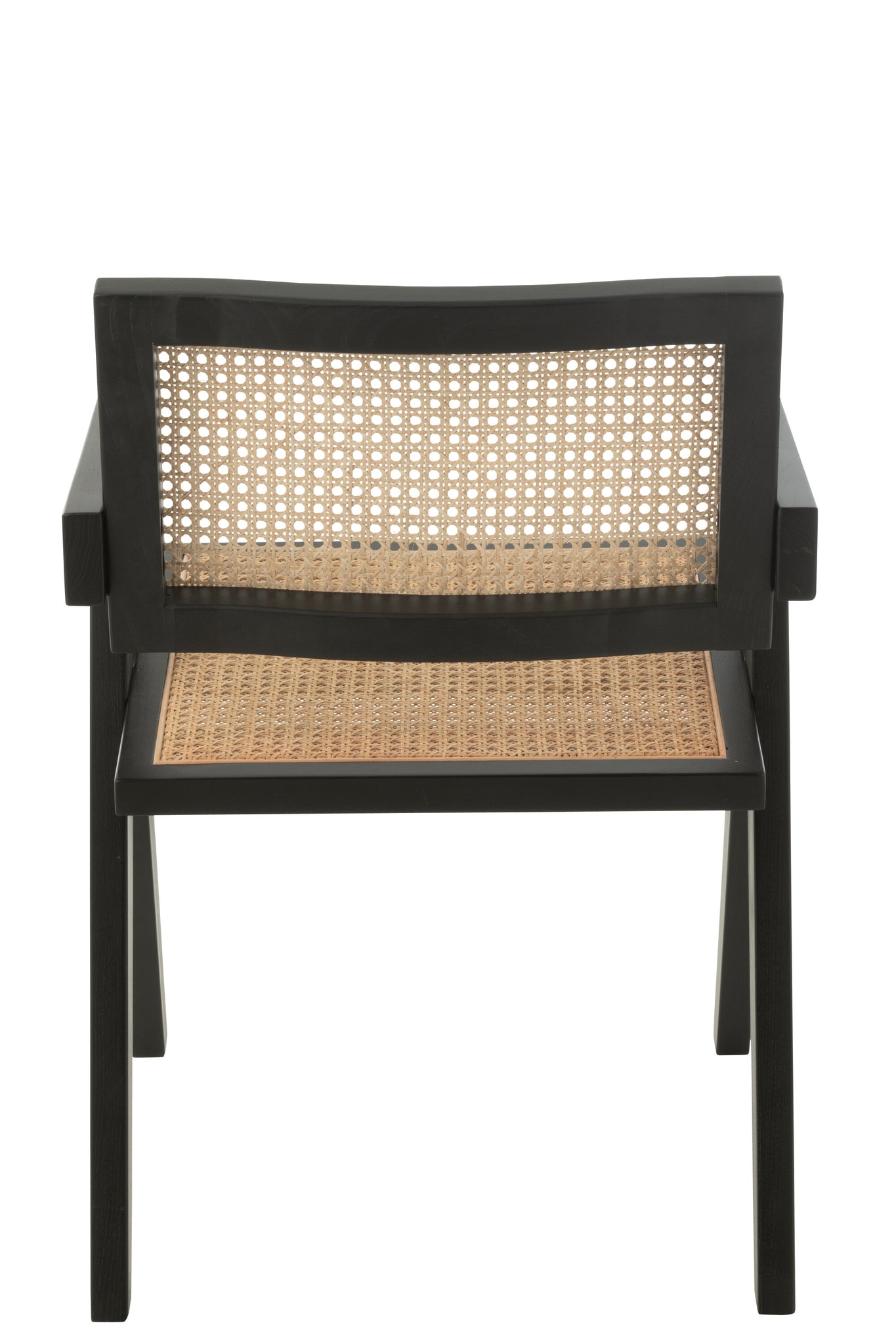 Chaise Grille Bois et Rotin Noir | Rina