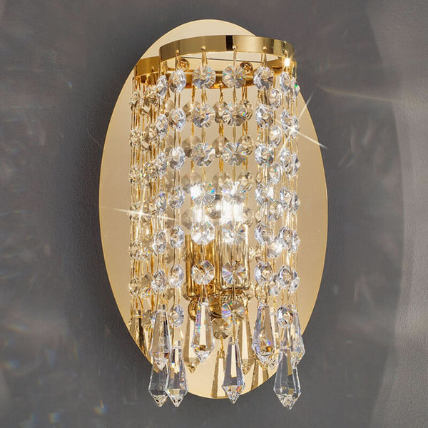 Applique murale Charleston en cristal, or et transparent, hauteur 23 cm