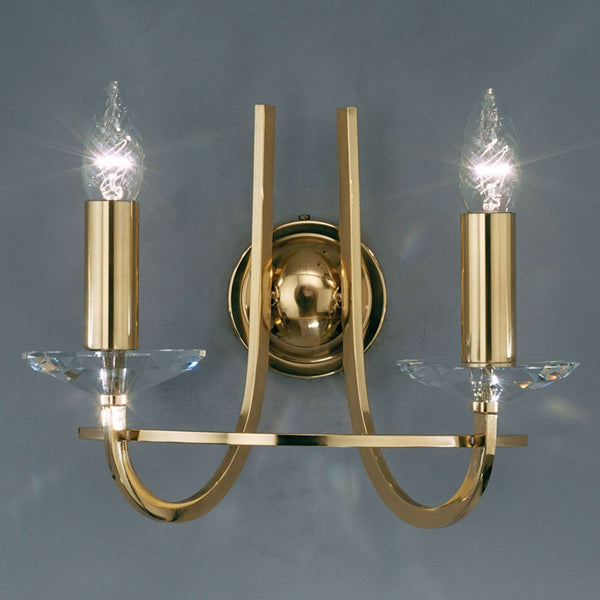 Applique murale Imperial en cristal, laiton et transparent, 2 lumières, hauteur 27 cm