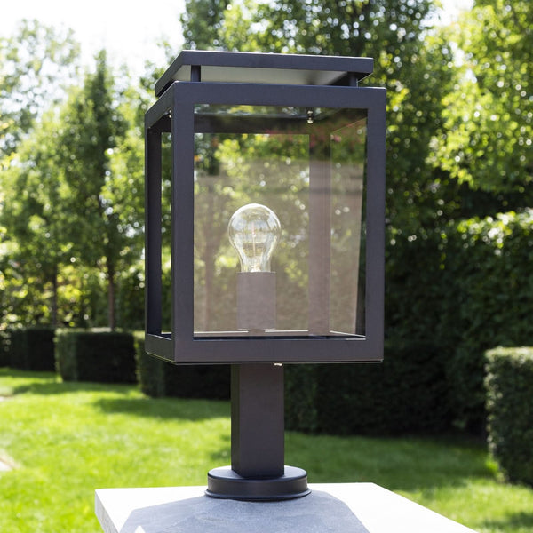 Potelet d'extérieur Vecht en verre, noir et transparent, hauteur 42 cm, IP44