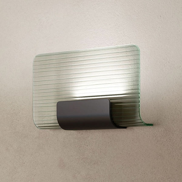 Applique murale LED Nami en verre, transparent et noir, hauteur 18 cm