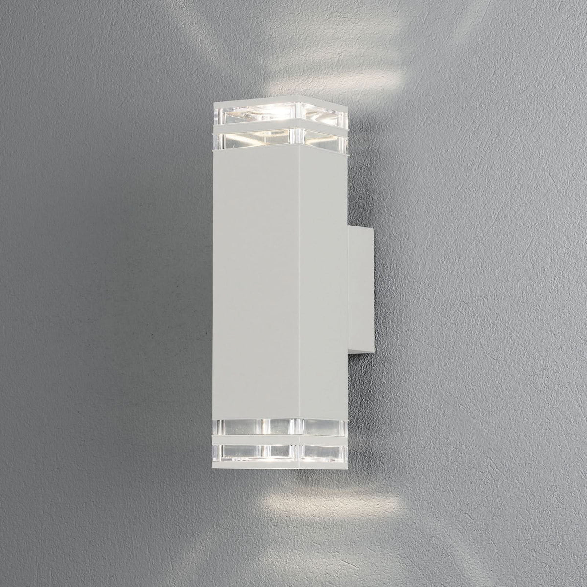 Applique d'extérieur Pollux en aluminium, blanc, 2 lumières, hauteur 27,5 cm, IP44