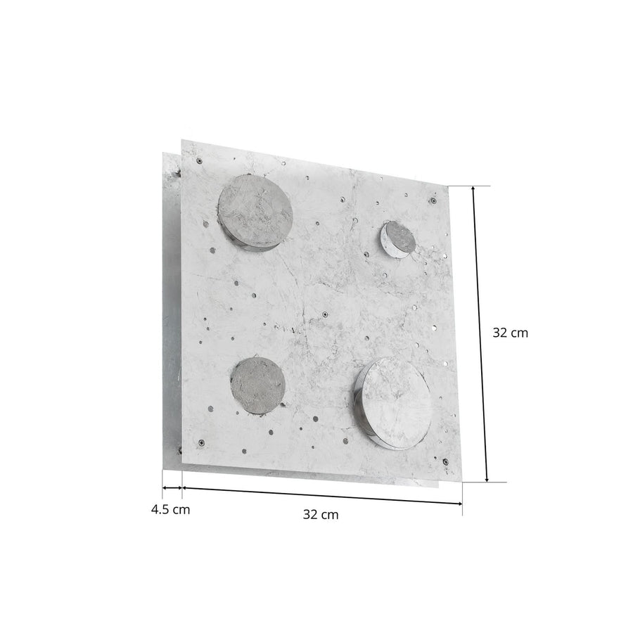 Applique murale LED Buchi 32x32 en acier, argenté, hauteur 32 cm