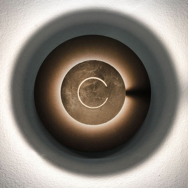 Applique murale LED DoppioZero en acier, marron foncé et bronze, Ø 30 cm