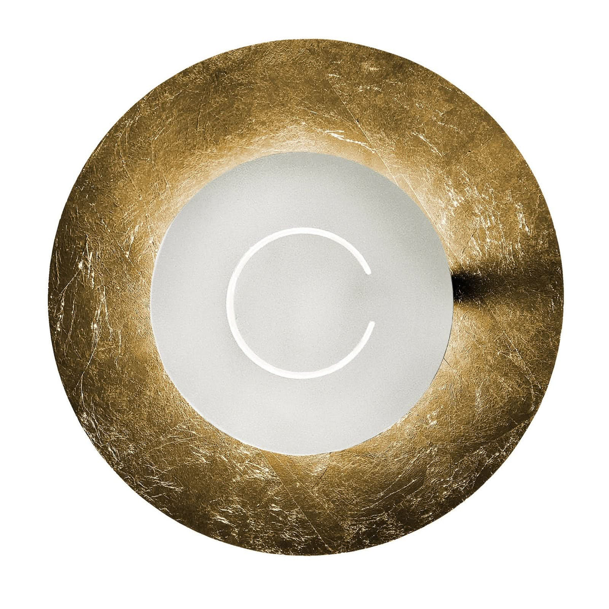 Applique murale LED DoppioZero en acier, feuille d'or et blanc, Ø 30 cm