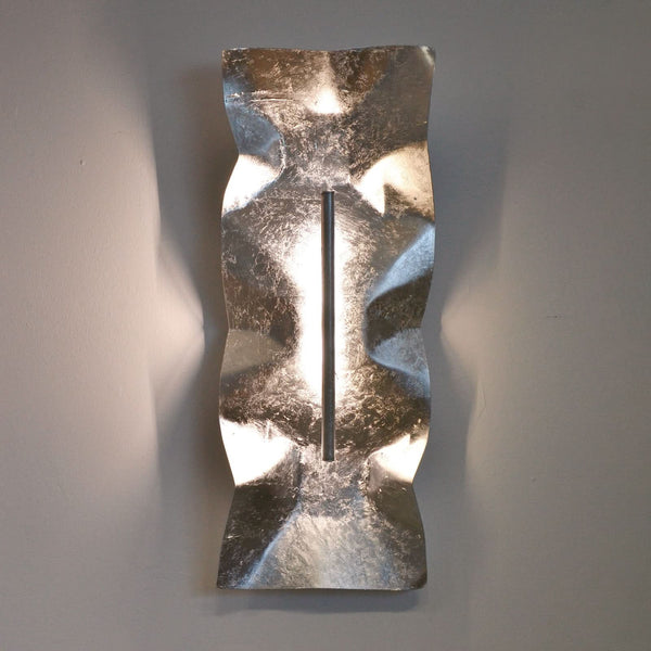Applique murale LED Crash Tube en acier, feuille d'argent, hauteur 60 cm