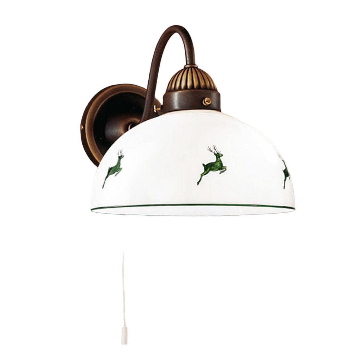 Applique murale Nonna en verre, laiton ancien et vert, hauteur 20 cm, 75 W, largeur 20 cm