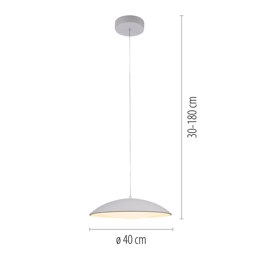 Suspension Lente blanche, L 40 cm