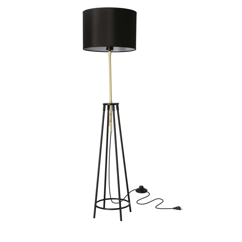 Lampadaire Tegola noir et doré, tissu