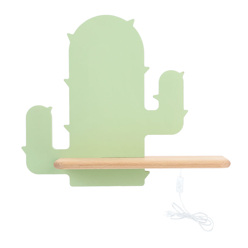 Applique murale LED Cactus 1 pour chambre d'enfant verte, bois