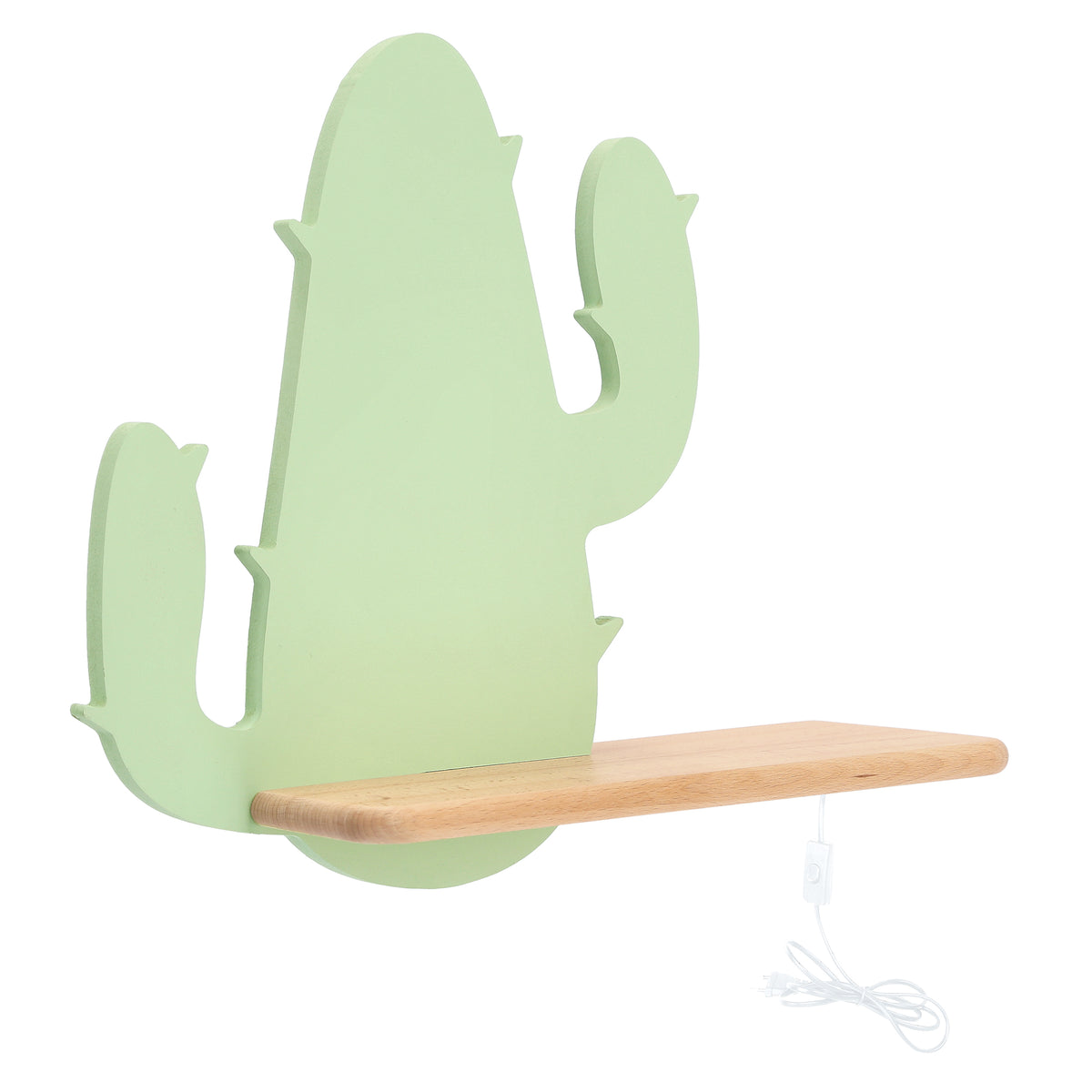 Applique murale LED Cactus 2 pour chambre d'enfant verte, bois