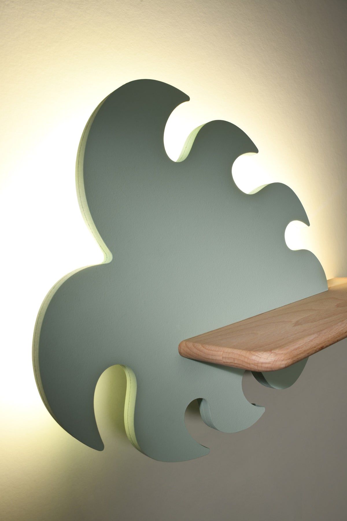 Applique murale LED Monstera pour chambre d'enfant, bois