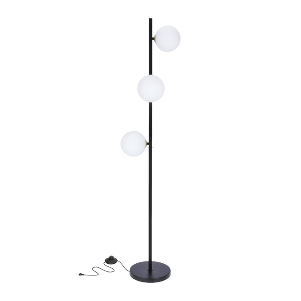 Lampadaire Kama 3 lumières doré, verre