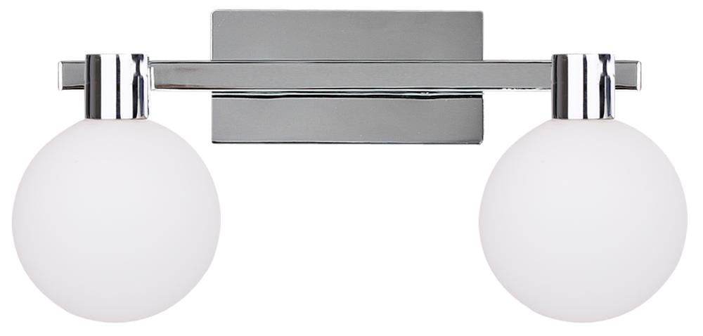Applique murale Maldus 2 lumières chromée et blanche, verre