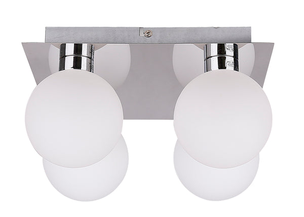 Plafonnier Oden 4 lumières blanc, verre